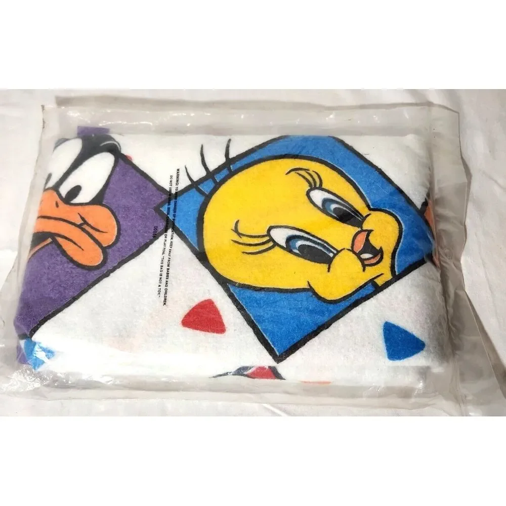 Vintage‎ Looney Tunes Laughing Faces Throw Blanket 45x60 Bugs Tweety Daffy NEW